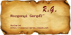 Rozgonyi Gergő névjegykártya